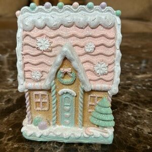 A Christmas gingerbread table decor.